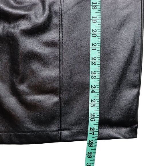 New York & Company Faux Leather Skirt Womens Size 8 Black Knee Length Lined - Picture 10 of 13
